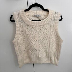 Madewell Cream Cable Knit Sleeveless Sweater